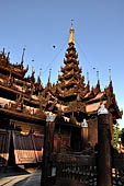 Myanmar - Mandalay, Shwe In Bin Kyaung a wonderful example of the Burmese unique teak architecture and wood-carving art. 